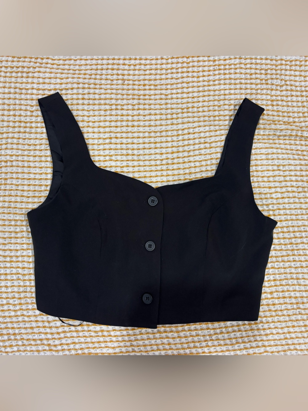 Sincerly Jules Black Button-Front Crop Tank/Vest